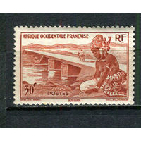 Французская Западная Африка - 1947 - Женщина на реке 30С - [Mi.35] - 1 марка. MH.  (Лот 61HS)-TG3P12