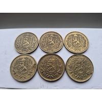 5 марок Финляндия (1931,1933,1937,1938,1947,1949 годов). Лот состоит из одной монеты. Монета не чищена. 45424