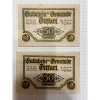 Нотгельд 50-50 пфеннигов Германия Дитфурт-0301