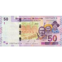 Боливия 50 боливиано образца 2019 годаUNC p250b