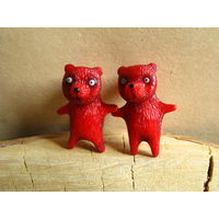 Красные медвежата. Серьги лже-плаги (мед.сплав)