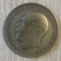 Монета 1/2 кроны 1921 год. Великобритания. Король Георг V.