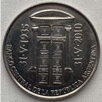 Аргентина 2 песо 2010 г. 75 лет Центральному банку Аргентины