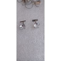 ШИКАРНЫЕ ЗАПОНКИ СССР СЕРЕБРО 875  КАМНИ ГОРНЫЙ ХРУСТАЛЬ  .  Распродажа Коллекции !!! .Экспресс  Аукцион НЕ  С 1 Рубля  3 ДНЯ  .Много лотов в продаже .