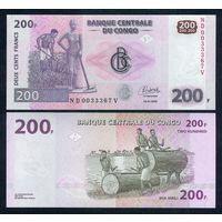 Конго 200 франков 2022 год. UNC