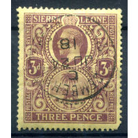 Британские колонии - Сьерра-Леоне - 1912г. - слон, король Георг V, 3 P, гаш - 1 марка - гашёная [Mi 92]. #4-B5-126-A-1