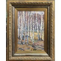 Жолток В.К "Родные берёзки", 1970г. Холст, масло. Размер 40,5х28 см.