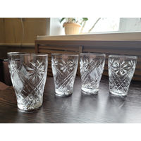 Рюмки/стопки, хрусталь, алмазная грань. Одним лотом  4 шт.