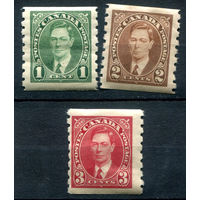Британские колонии - Канада - 1937г. - король Георг VI, б/п : 8 - 3 марки - полная серия, MH [Mi 197 D - 199 D]. #3-WB-96-A-2