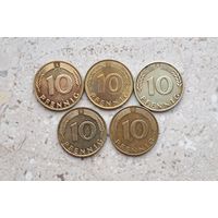 Германия 5 монет 10 пфеннигов A D G F J