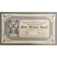 Банкнота 1 миллион марок 1923 год. Бад-Дюркгейм. Веймарская республика