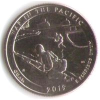 25 центов 2019 г. Парк=48 Национальный монумент воинской доблести  в Тихом океане Гуам Двор Р _состояние UNC