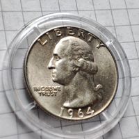 1/4 доллара США. 1964 года. Квотер. Серебро.900 пр.