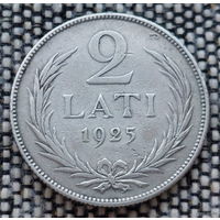 Латвия 2 лата 1925 года. Герб. Серебро! Сторгуй за свою цену, предложи обмен!