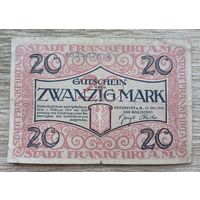 Werty71 Германия 20 марок 1918 банкнота Франкфурт на Майне