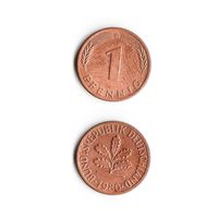 1 пфенниг Германия 1980 года(D)