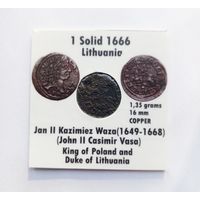 Солид 1666 г. Яна II Казимира Ваза (1648-1668). Литва. В холдере 5х5 см.