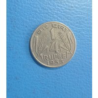 Индия 1/4 рупии 1955 год состояние