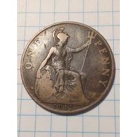 1 пенни Великобритания 1917 год.
