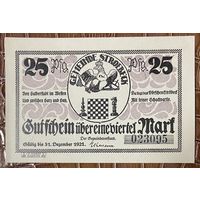 Нотгельд 25 пфеннигов 1921 год. Штрёбек. Веймарская республика
