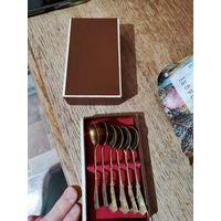 Ложки кофейные серебро позолота новые