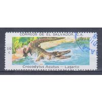 [865] Сальвадор 1976. Фауна.Рептилии.Крокодил. Гашеная марка.