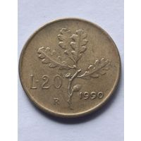 Италия. 20 лир 1990 года. (4).