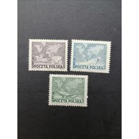 Польша 1949 Полная серия марок "75 лет Всемирному почтовому союзу (UPU)" (чистые**) Mi.530-532 каталог 11.00 евро