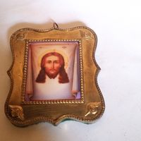 Икона Спас Нерукотворный эмаль, латунь