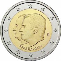 2 евро Испания 2014 Смена трона UNC из ролла