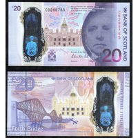 ШОТЛАНДИЯ 20 Фунтов 2016 г., W-132 "Bank of Scotland" (Сэр Вальтер Скотт - британский поэт и историк, Форт-Бридж)