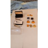 Запонки мужские и зажим для галстука.