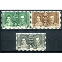 Британские колонии - Ньясаленд - 1937г. - коронация короля Георга VI и королевы Елизаветы - 3 марки - полная серия, MH [Mi 49-51]. #2-Bc-D-KS-6