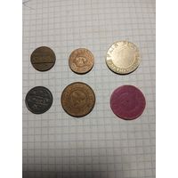 Жетоны 6 шт., одним лотом. Старт с 2-х рублей без м.ц. Смотрите другие лоты, много интересного.