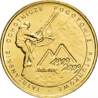 Польша 2 злотых, 2009 100 лет поисково-спасательной службы в Татрах UNC