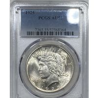 С рубля без мц! 1 доллар мирный 1925 au 55 PCGS США. Горящая! Недооценена!