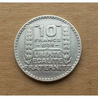 Франция, 10 франков 1934 г., серебро 0.680