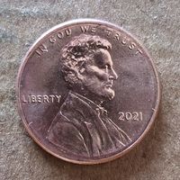 США 1 цент 2021 г., цент Линкольна, без отметка мд: Филадельфия, KM# 468