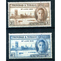 Британские колонии - Тринидад и Тобаго - 1946г. - Годовщина Победы во Второй Мировой войне, король Георг VI, здание парламента в Лондоне - 2 марки - полная серия, MNH, MLH [Mi 145-146]. #2-Bc-64-A-1