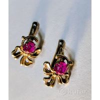 Серьги СССР. Серебро 925пр.(звезда). Позолота.