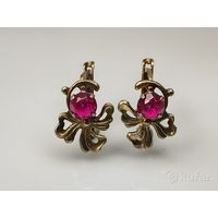 Серьги СССР. Серебро 925пр.(звезда). Позолота.