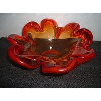 Ваза Старая Чехия Красное Алое Стекло