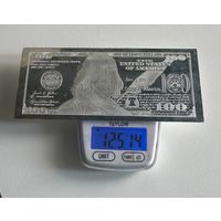 Серебряная Банкнота 100 долларов США 2013. 4 унции(125,14 грамм) чистого серебра 999,9пробы