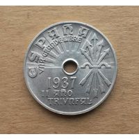 Испания, 25 сентимо 1937 г., гражданская война, франкистский выпуск