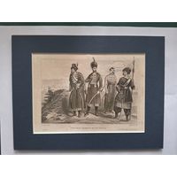 Гравюра "Польский военный костюм 17 века" 1859 г.