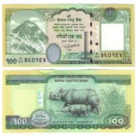 Непал 100 рупий 2019 год UNC (Носороги)