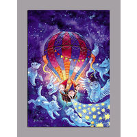 Открытка почтовая. Воздушный шар. Гномы. Фауна. ночь. Волшебство. Худож. А.Столбова (чистая)