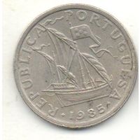 ПОРТУГАЛЬСКАЯ РЕСПУБЛИКА 2.5 ЭСКУДО 1985. КОРАБЛЬ. ПАРУСНИК.