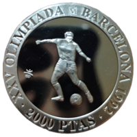 Испания 2000 песет, 1990 XXV Летние Олимпийские игры, Барселона 1992 - футбол. Пруф