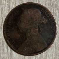 Монета 1 пенни 1890 год. Великобритания. Королева Виктория.